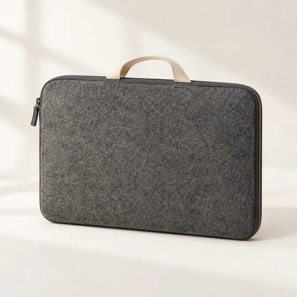 Journey Storm three-sided zipper · document divider · woven handle felt laptop sleeve
