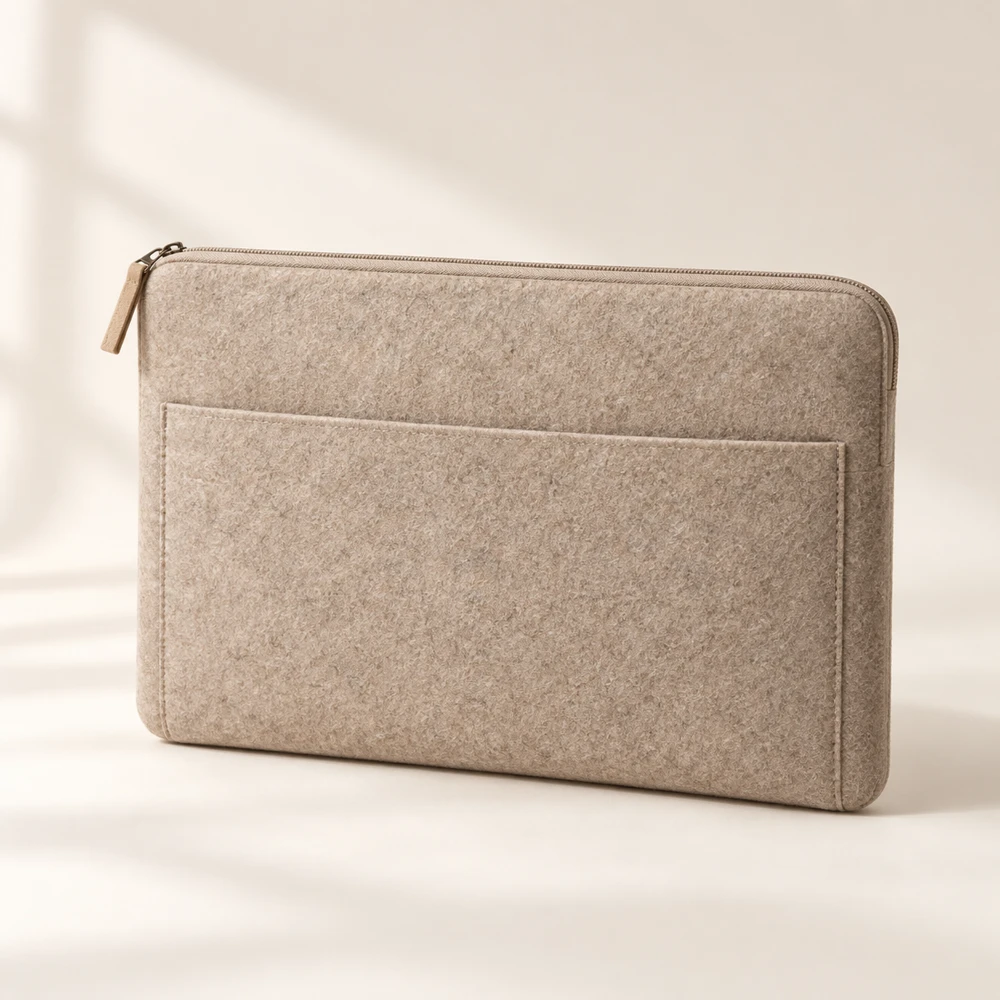 Pocket Flax top zipper · flat front pocket · cotton twill lining felt laptop sleeve
